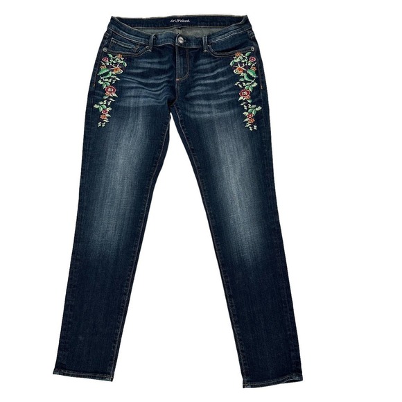 Driftwood Women Floral Ankle Skinny Jeans Denim Embroidered Stretch Blue Size 29 - Picture 1 of 12
